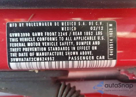 2012 Volkswagen Beetle Turbo из США, поврежденный, VIN 3VWVA7AT2CM624952